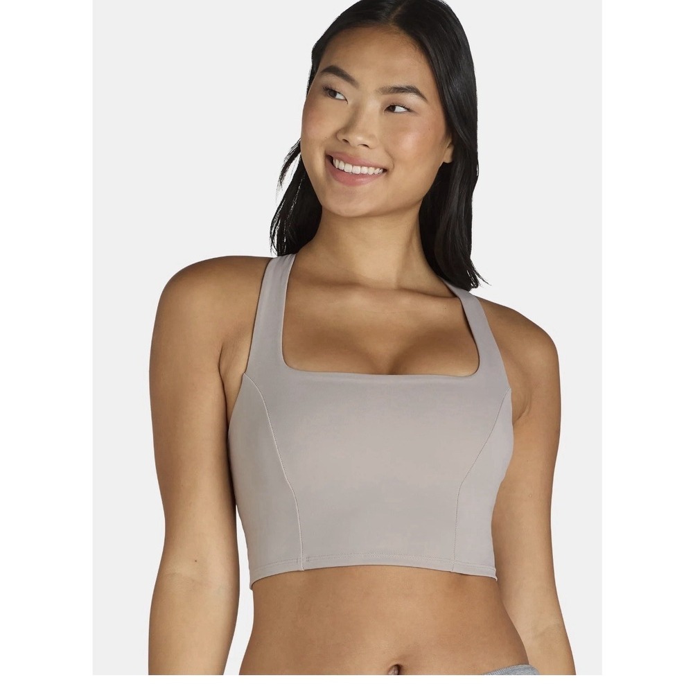 Avia Square Neck Sports Bra for Women Medium Support Gray Size‎ XL (XL)